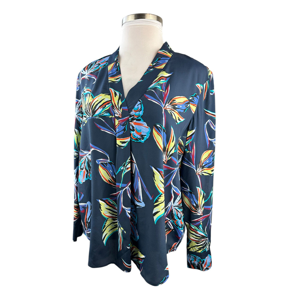 Diane von Furstenberg Silk Blend Sanorah Butterfly Blouse LS DVF Shirt Size 14 - Picture 6 of 16